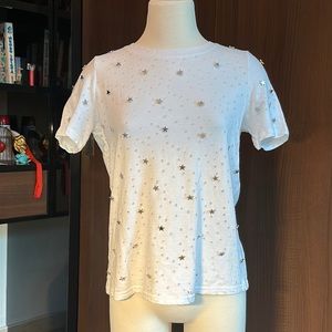 White tee shirt with star studs